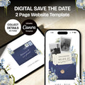 Navy Blue Save the Date Website: Canva Digital Invitation (Digital Download)