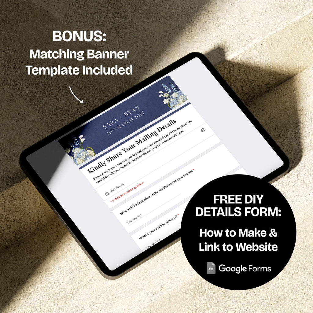 Navy Blue Save the Date Website: Canva Digital Invitation (Digital Download)
