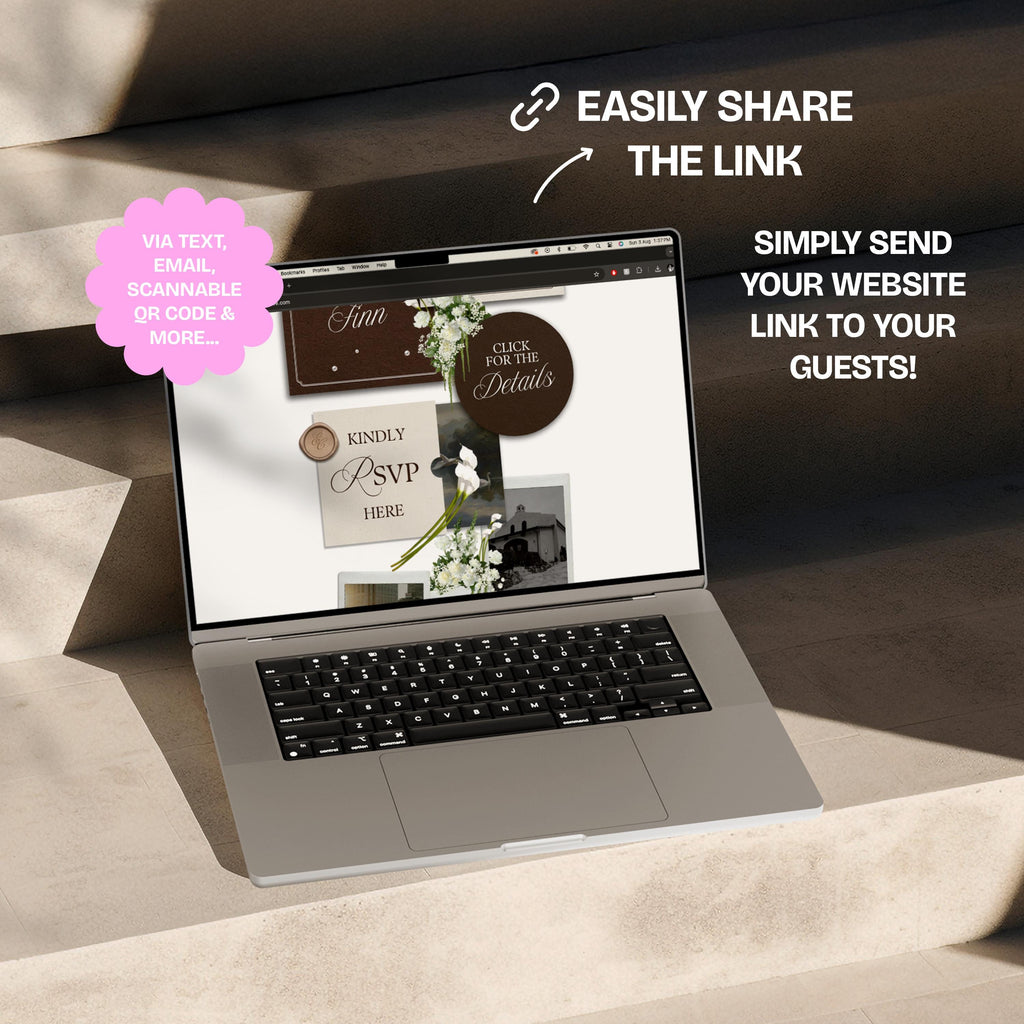 Brown & Ivory Floral Wedding Website Template with RSVP: Editable Canva Design (Digital Download)