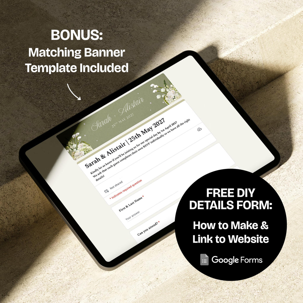 Sage Green & White Floral Wedding Website Template with RSVP: Editable Canva Design (Digital Download)