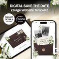 Brown Save the Date Website: Canva Digital Invitation (Digital Download)