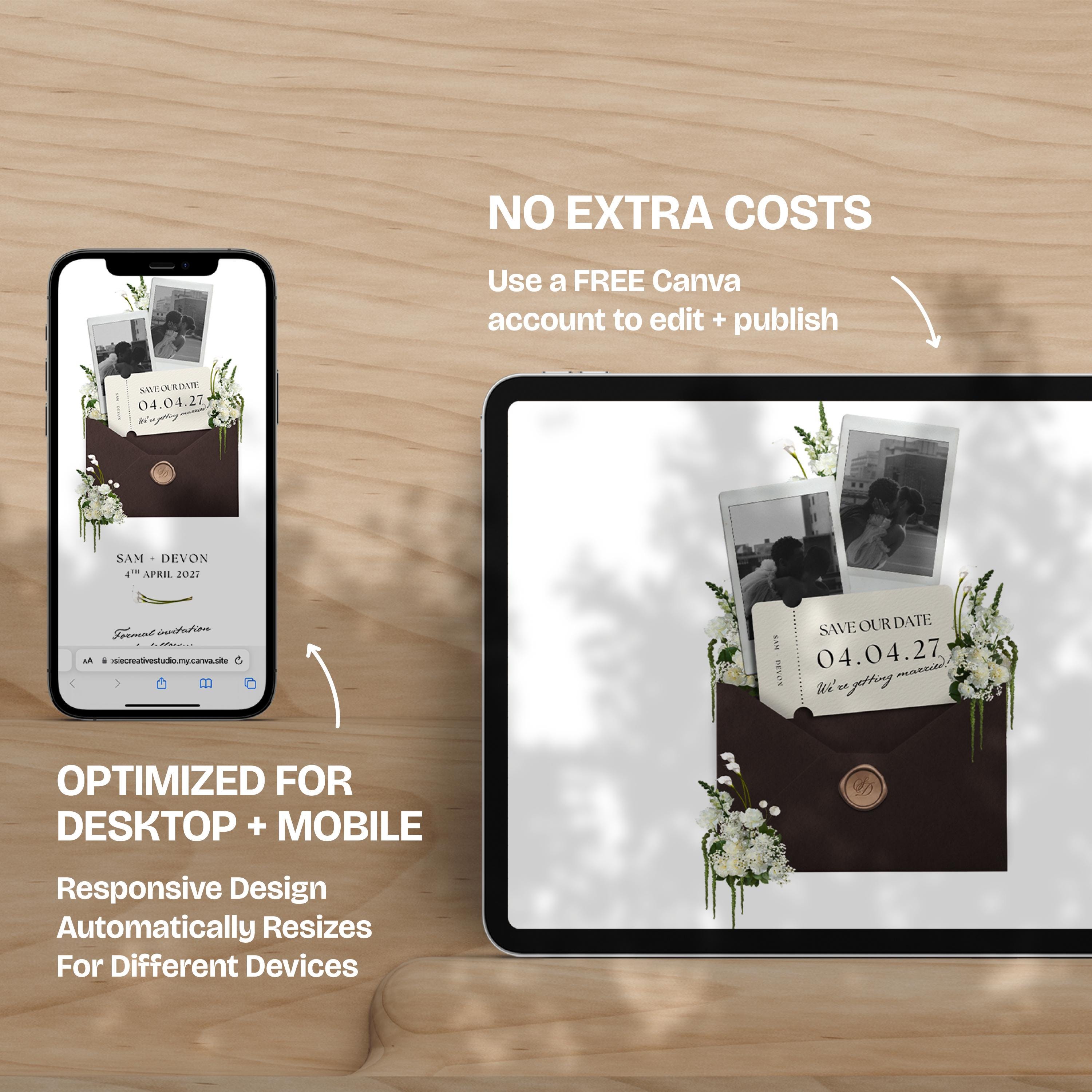 Brown Save the Date Website: Canva Digital Invitation (Digital Download)