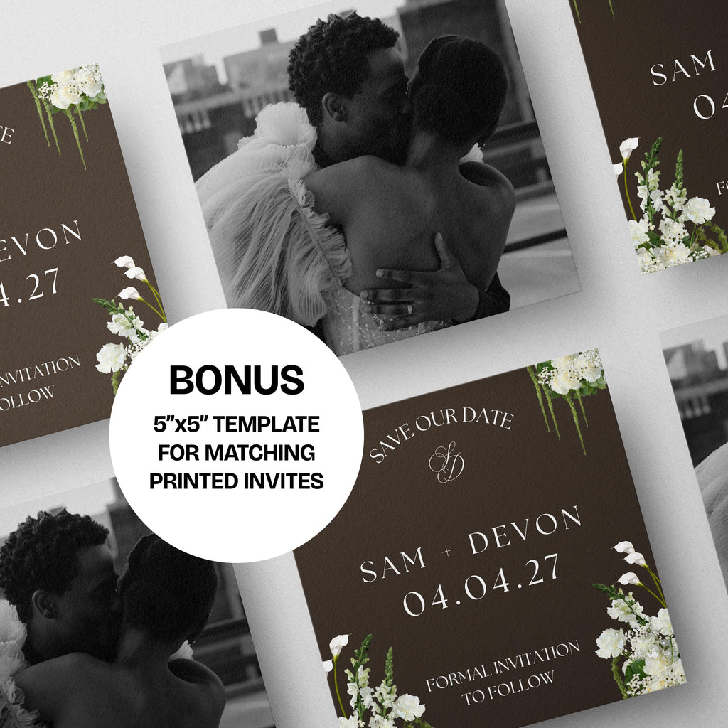 Brown Save the Date Website: Canva Digital Invitation (Digital Download)