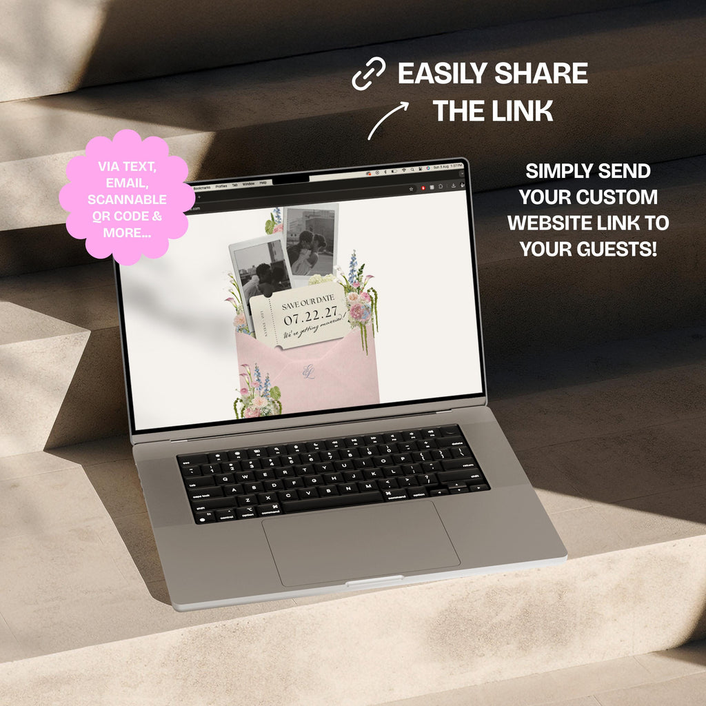 Blush Pink & Blue Save the Date Website with RSVP/Details: DIY Canva Template (Digital Download)