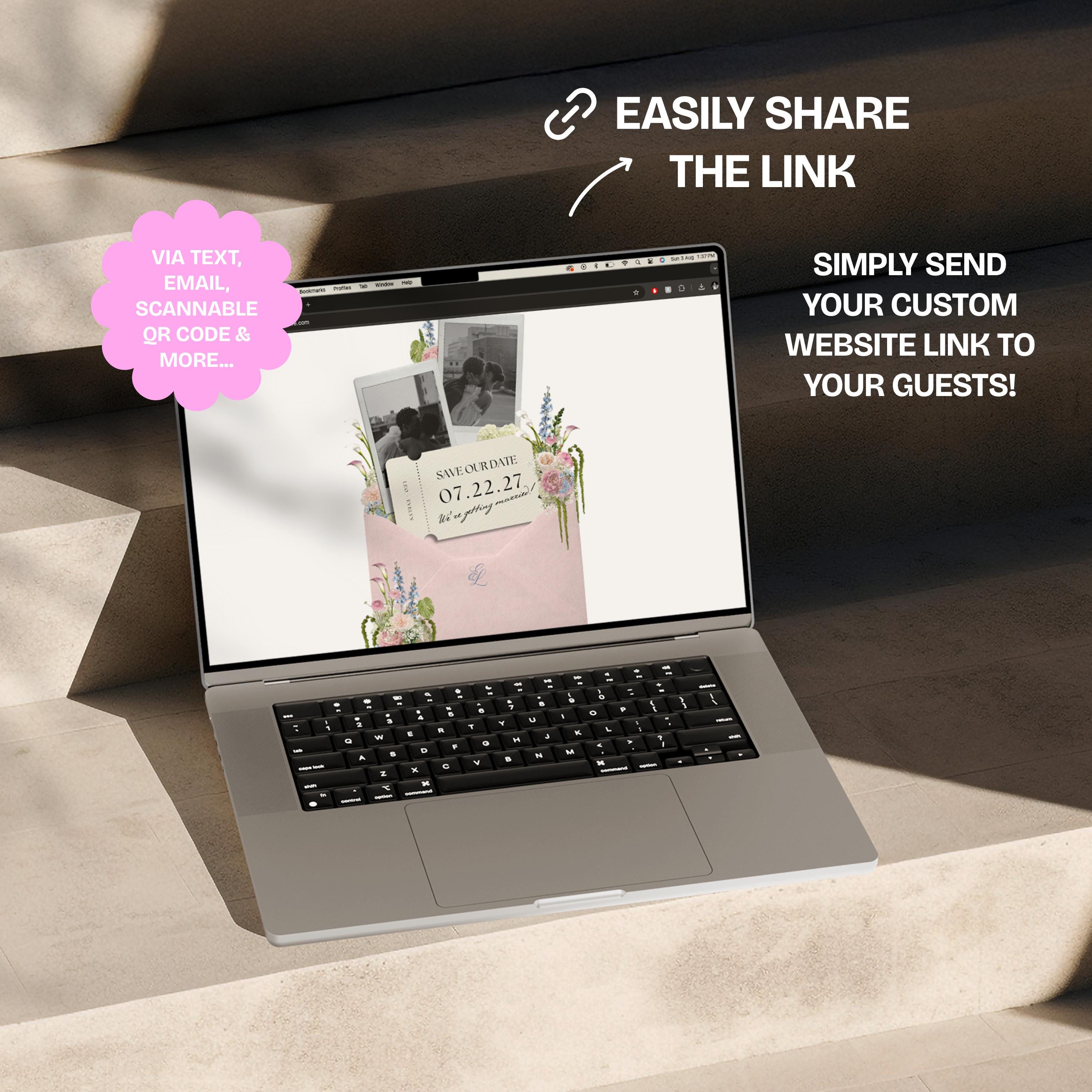 Blush Pink & Blue Save the Date Website with RSVP/Details: DIY Canva Template (Digital Download)