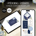 Navy Blue Wedding Website Template with RSVP: Editable Canva Design (Digital Download)